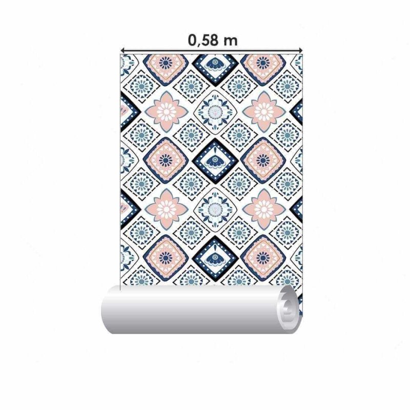 Papel de Parede Adesivo Azulejo Floral N02040 - Papel na Parede