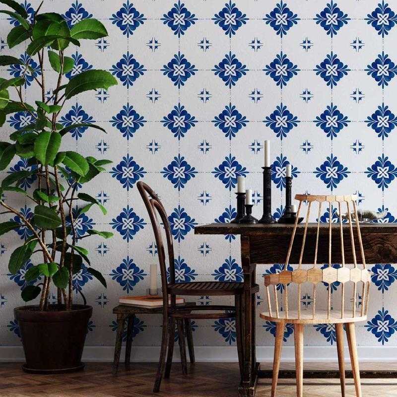 Papel de Parede Adesivo Azulejo Floral Vintage N05221 - Papel na Parede