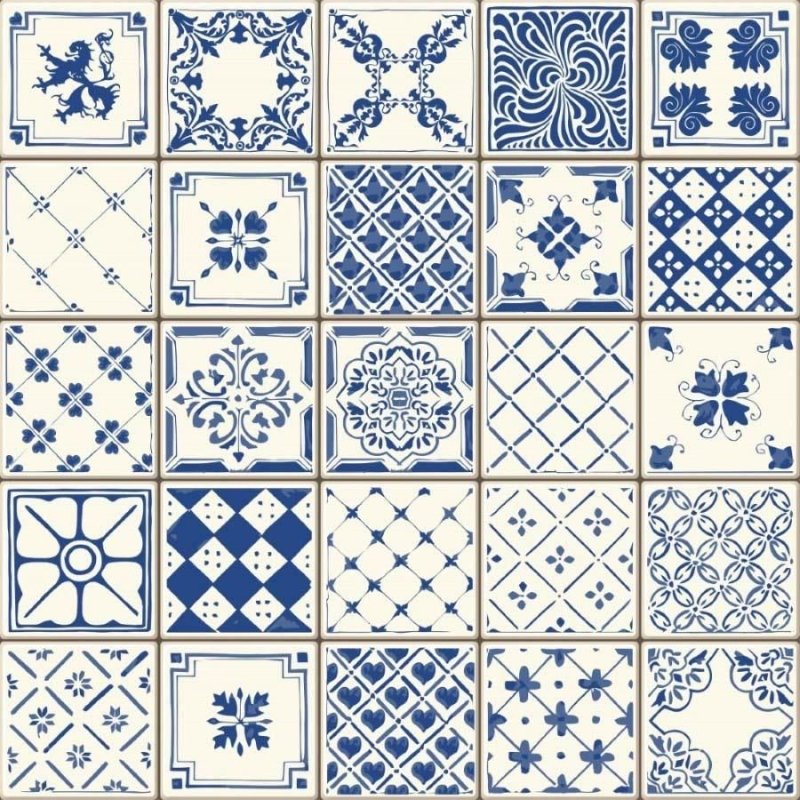 Papel de Parede Adesivo Azulejo Português Azul N012122 - Papel na Parede