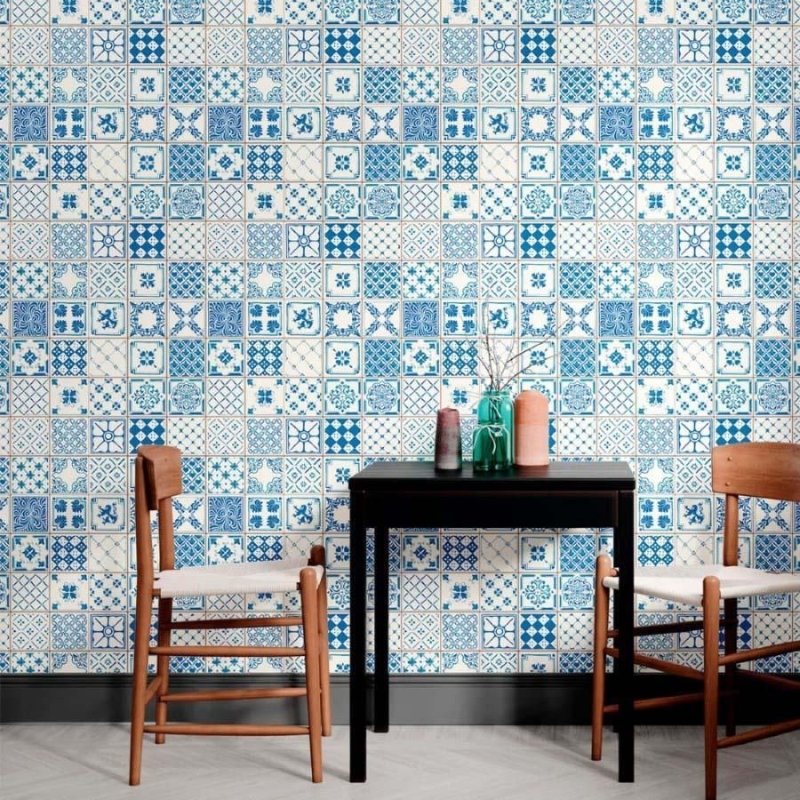Papel de Parede Adesivo Azulejo Português Azul N012122 - Papel na Parede