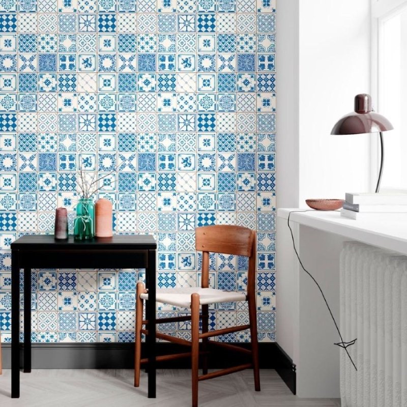 Papel de Parede Adesivo Azulejo Português Azul N012122 - Papel na Parede