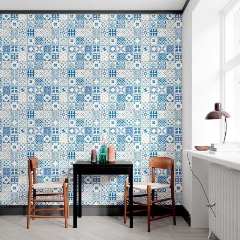 Papel de Parede Adesivo Azulejo Português Azul N012122 - Papel na Parede