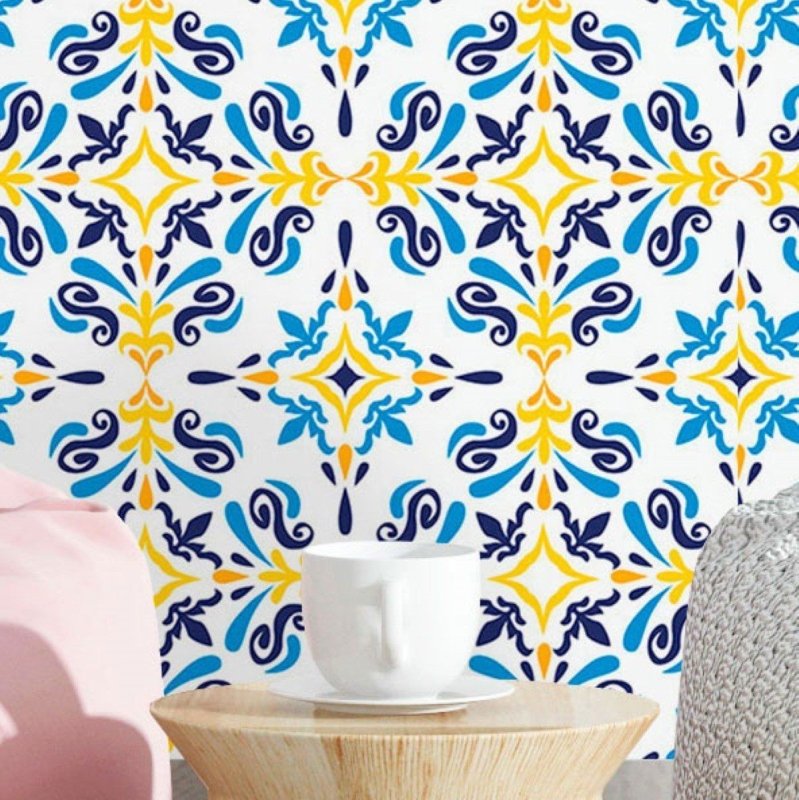 Papel de Parede Adesivo Azulejo Portugues N016064 - Papel na Parede