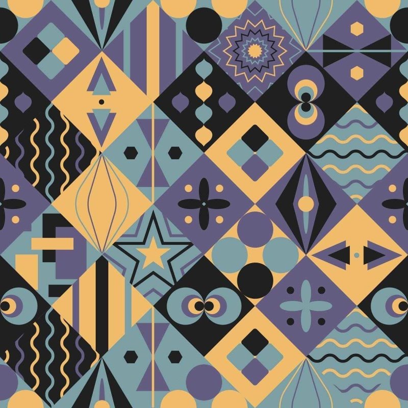 Papel de Parede Adesivo Azulejo Retrô Roxo e amarelo N05102 - Papel na Parede