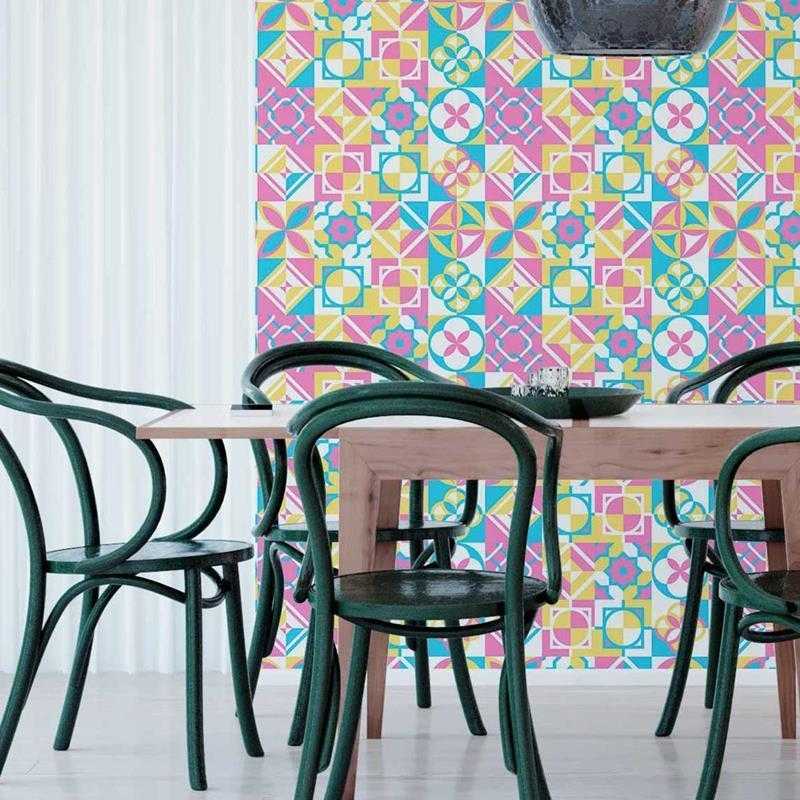 Papel de Parede Adesivo Azulejo Retrô Vibrante N05098 - Papel na Parede