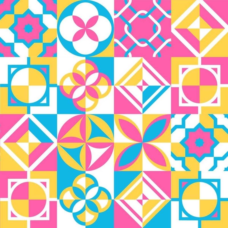 Papel de Parede Adesivo Azulejo Retrô Vibrante N05098 - Papel na Parede