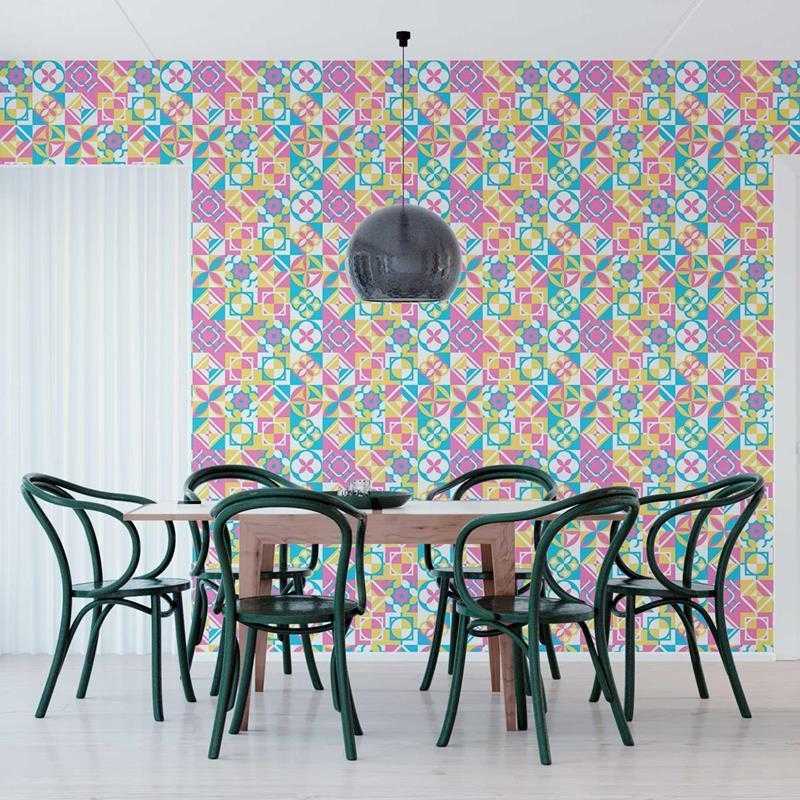 Papel de Parede Adesivo Azulejo Retrô Vibrante N05098 - Papel na Parede