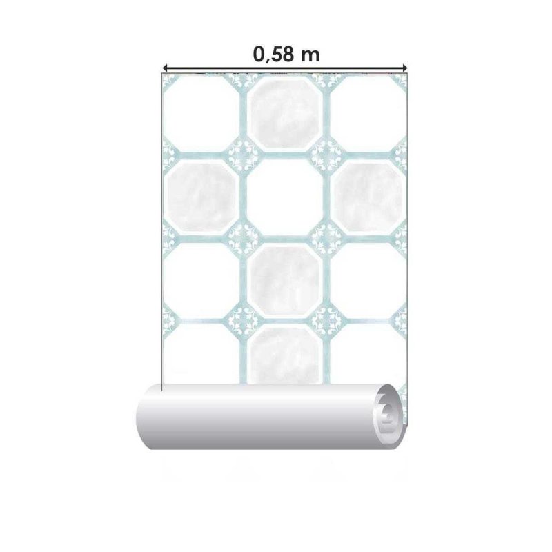 Papel de Parede Adesivo Azulejo Vintage Azul claro N05212 - Papel na Parede