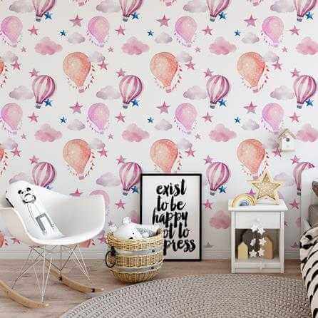 Papel de Parede Adesivo Balão Rosa 291386657 - Papel na Parede