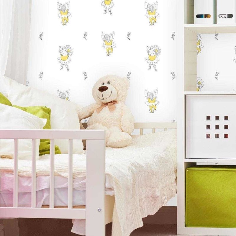 Papel de Parede Adesivo Ballet Criança Amarelo 481391755 - Papel na Parede
