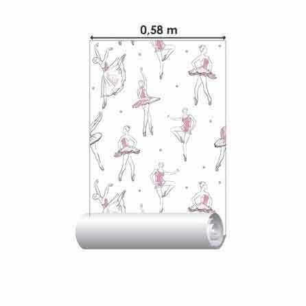 Papel de Parede Adesivo Ballet Esboço Rosa 353845622 - Papel na Parede