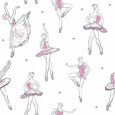 Papel de Parede Adesivo Ballet Esboço Rosa 353845622 - Papel na Parede