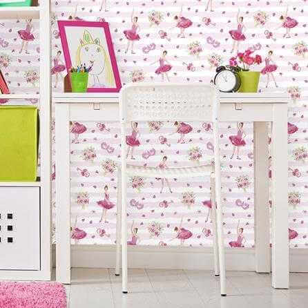 Papel de Parede Adesivo Ballet Floral Rosa 389758699 - Papel na Parede