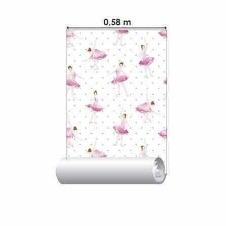 Papel de Parede Adesivo Ballet Poá Rosa 386645671 - Papel na Parede