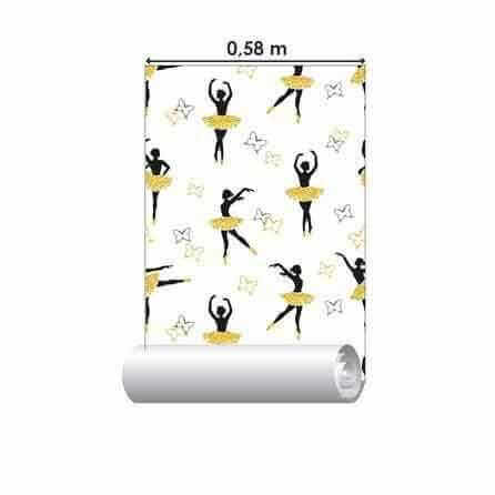 Papel de Parede Adesivo Ballet Preto e Amarelo 589025873 - Papel na Parede