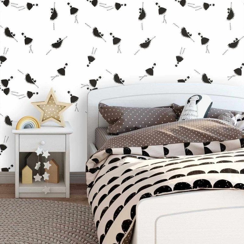 Papel de Parede Adesivo Ballet Preto e Branco 306084896 - Papel na Parede