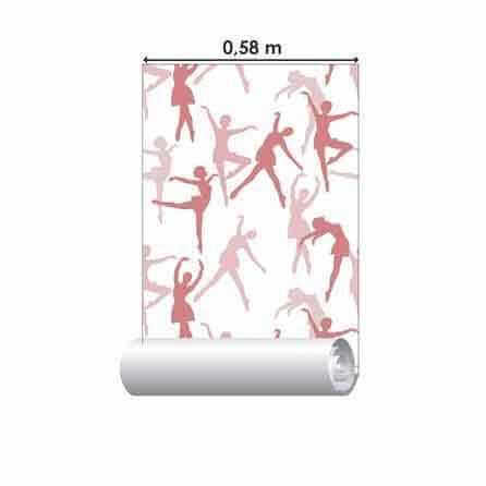 Papel de Parede Adesivo Ballet Silhueta Rosa 433404430 - Papel na Parede