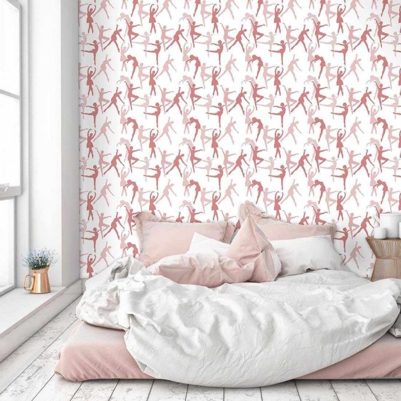 Papel de Parede Adesivo Ballet Silhueta Rosa 433404430 - Papel na Parede