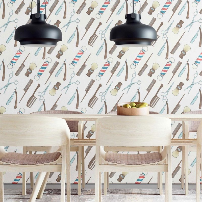 Papel de Parede Adesivo Barber Shop N09003 - Papel na Parede