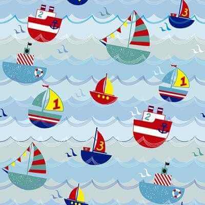 Papel de Parede Adesivo Barco Infantil Azul 109804445 - Papel na Parede