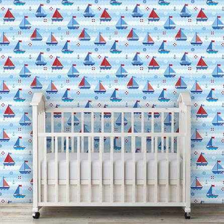 Papel de Parede Adesivo Barquinho Mar Azul 183716948 - Papel na Parede