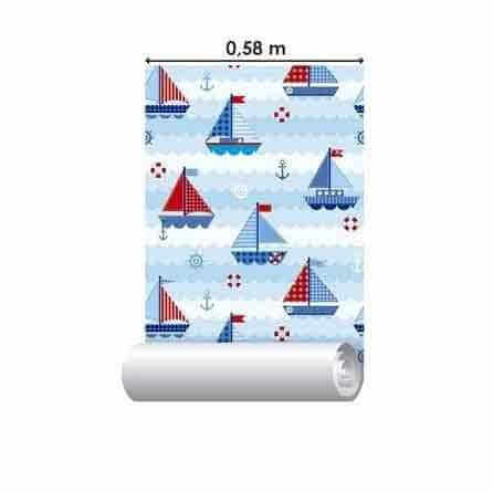 Papel de Parede Adesivo Barquinho Mar Azul 183716948 - Papel na Parede