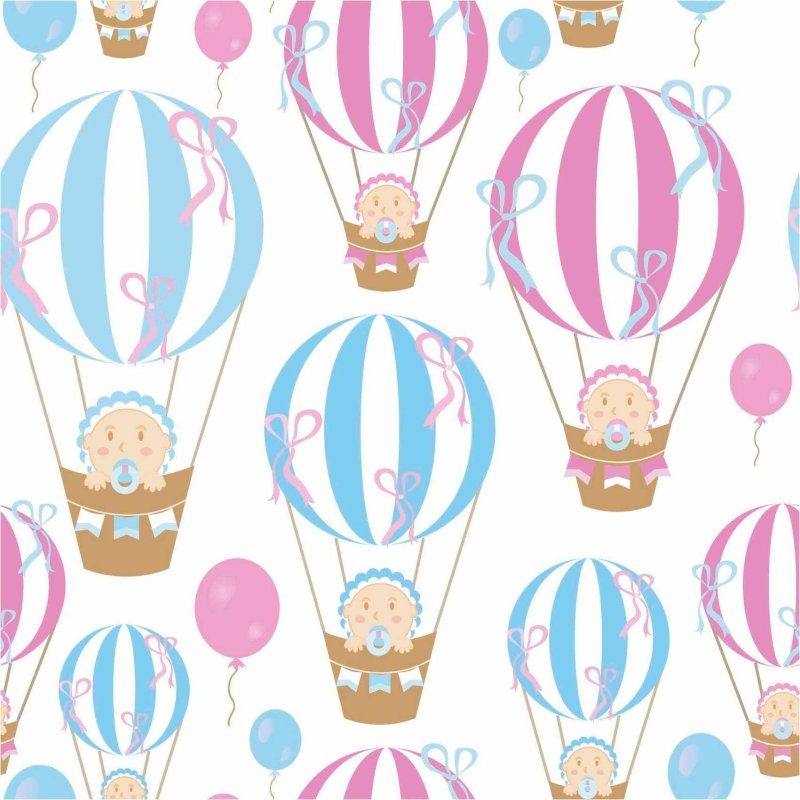 Papel de Parede Adesivo Bebê Balão Rosa e Azul 235883011 - Papel na Parede
