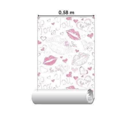 Papel de Parede Adesivo Beijos Rosa 170643542 - Papel na Parede