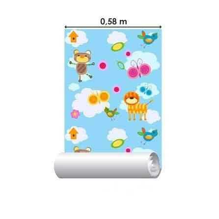 Papel de Parede Adesivo Bichos Azul 18 - Papel na Parede
