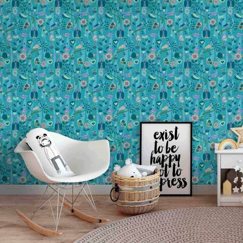 Papel de Parede Adesivo Bichos Verde 1422 - Papel na Parede