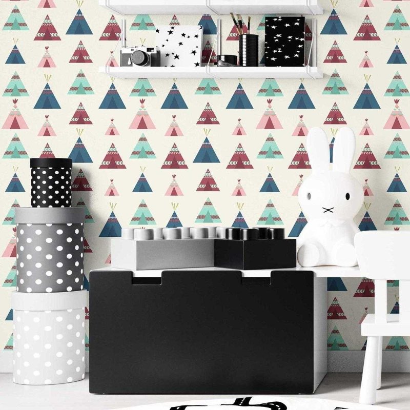 Papel de Parede Adesivo Boho Tenda Indígena Colorido N07025 - Papel na Parede