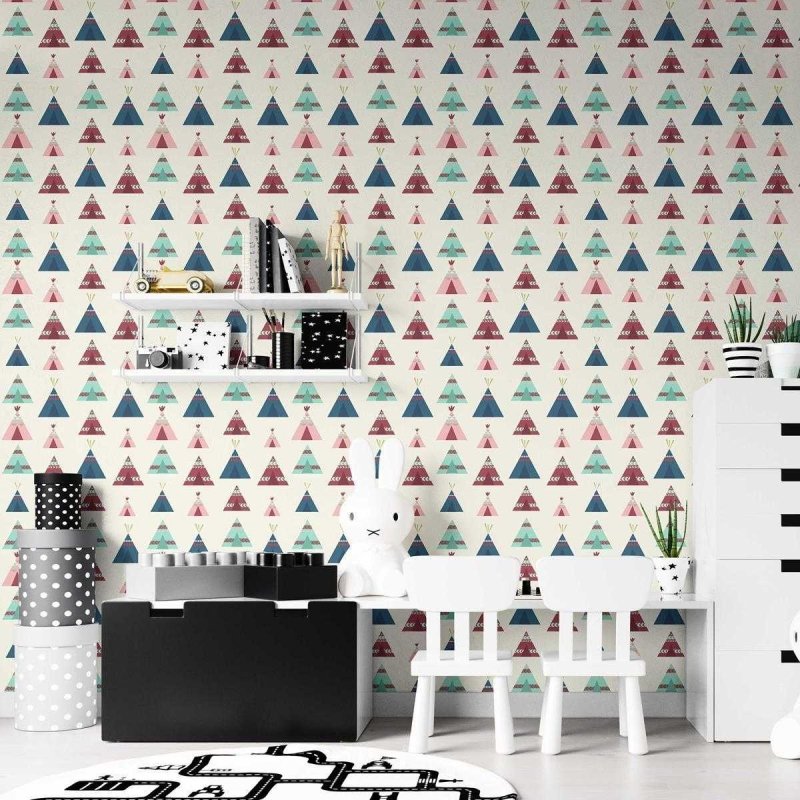 Papel de Parede Adesivo Boho Tenda Indígena Colorido N07025 - Papel na Parede