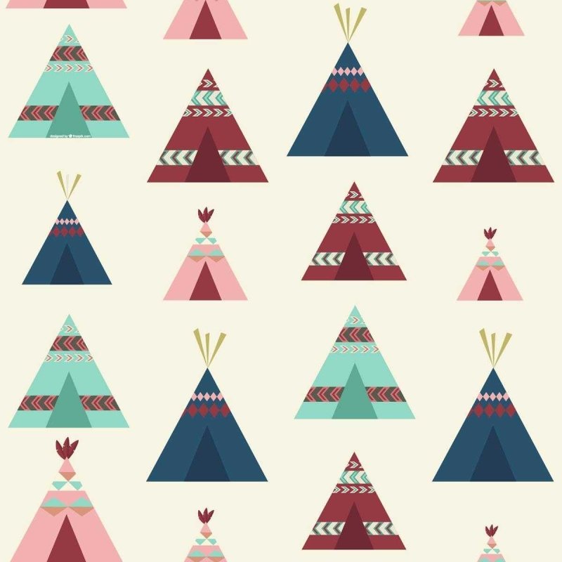 Papel de Parede Adesivo Boho Tenda Indígena Colorido N07025 - Papel na Parede