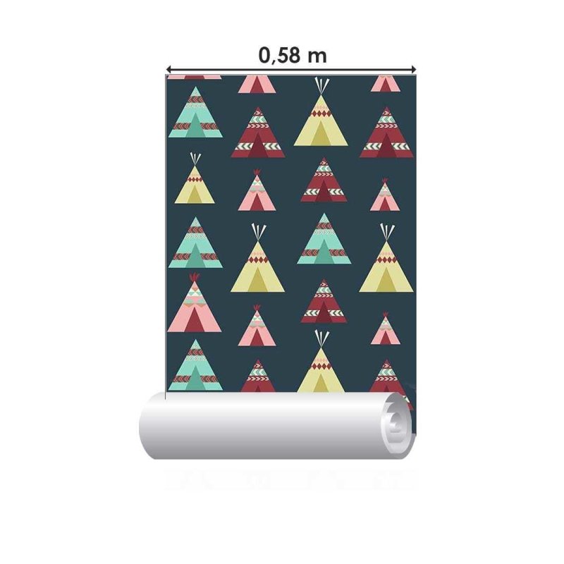 Papel de Parede Adesivo Boho Tenda Indígena N07022 - Papel na Parede