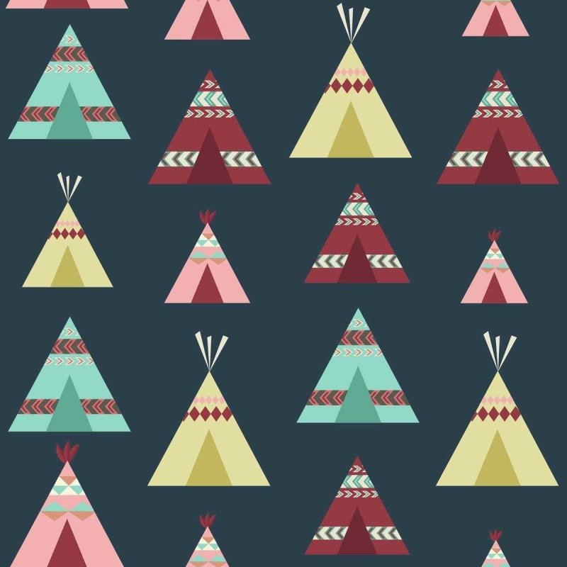 Papel de Parede Adesivo Boho Tenda Indígena N07022 - Papel na Parede