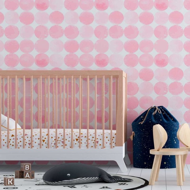Papel de Parede Adesivo Bolas rosas N08188 - Papel na Parede