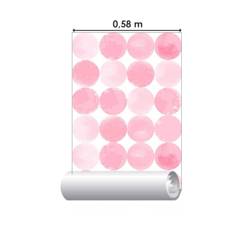 Papel de Parede Adesivo Bolas rosas N08188 - Papel na Parede