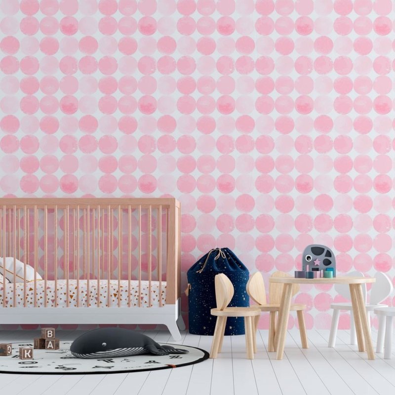Papel de Parede Adesivo Bolas rosas N08188 - Papel na Parede