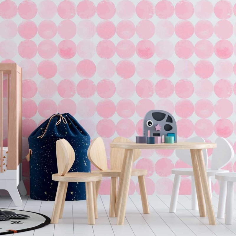 Papel de Parede Adesivo Bolas rosas N08188 - Papel na Parede