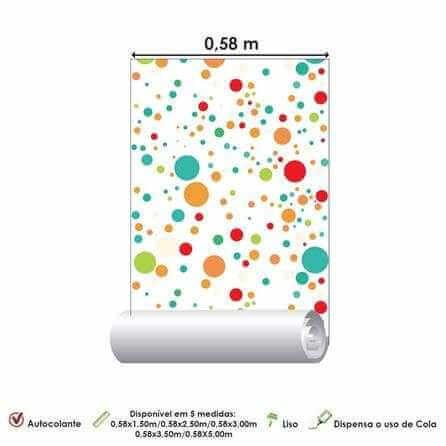 Papel de Parede Adesivo Bolinhas Coloridas 893456 - Papel na Parede