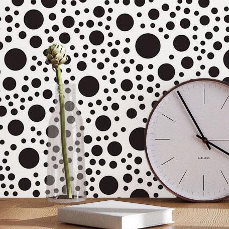 Papel de Parede Adesivo Bolinhas Poá P&B N017055 - Papel na Parede