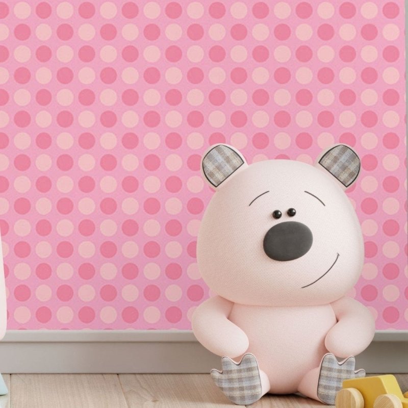 Papel de Parede Adesivo Bolinhas Poá Rosa N017041 - Papel na Parede
