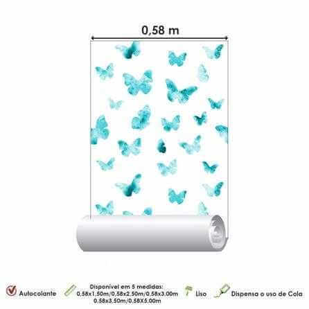 Papel de Parede Adesivo Borboleta Azul 224370532 - Papel na Parede