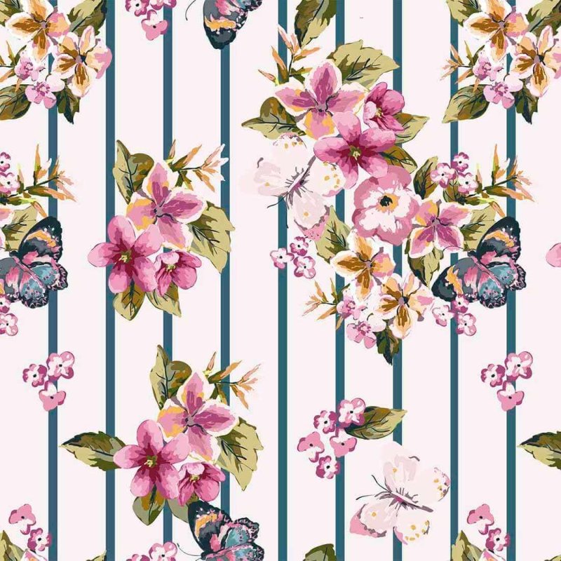Papel de Parede Adesivo Borboleta Floral Rosa 104724971 - Papel na Parede