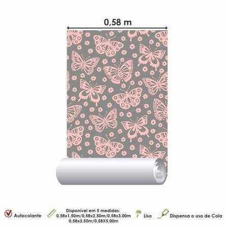 Papel de Parede Adesivo Borboleta Rosa 136012028 - Papel na Parede
