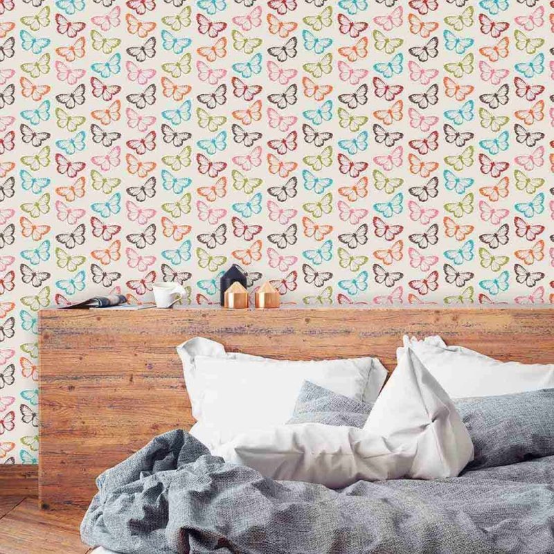 Papel de Parede Adesivo Borboletas Coloridas 148112708 - Papel na Parede