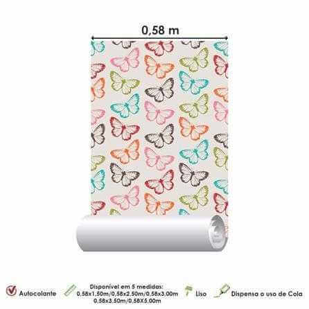 Papel de Parede Adesivo Borboletas Coloridas 148112708 - Papel na Parede