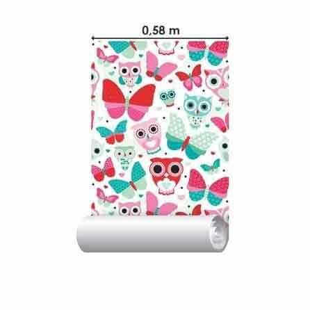 Papel de Parede Adesivo Borboletas e Corujas 134637812 - Papel na Parede