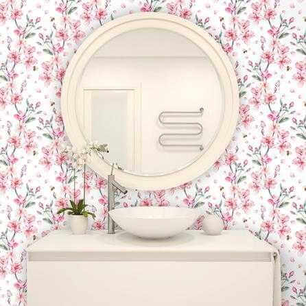 Papel de Parede Adesivo Borboletas Floral Rosa 539835793 - Papel na Parede