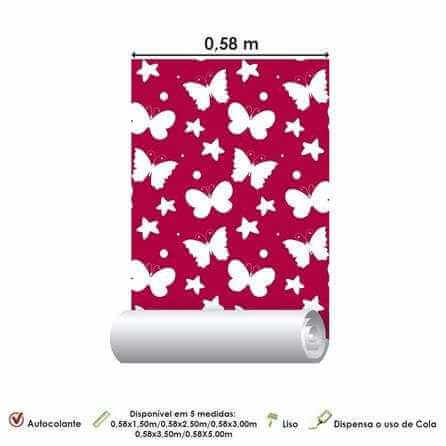 Papel de Parede Adesivo Borboletas Rosa 19 - Papel na Parede